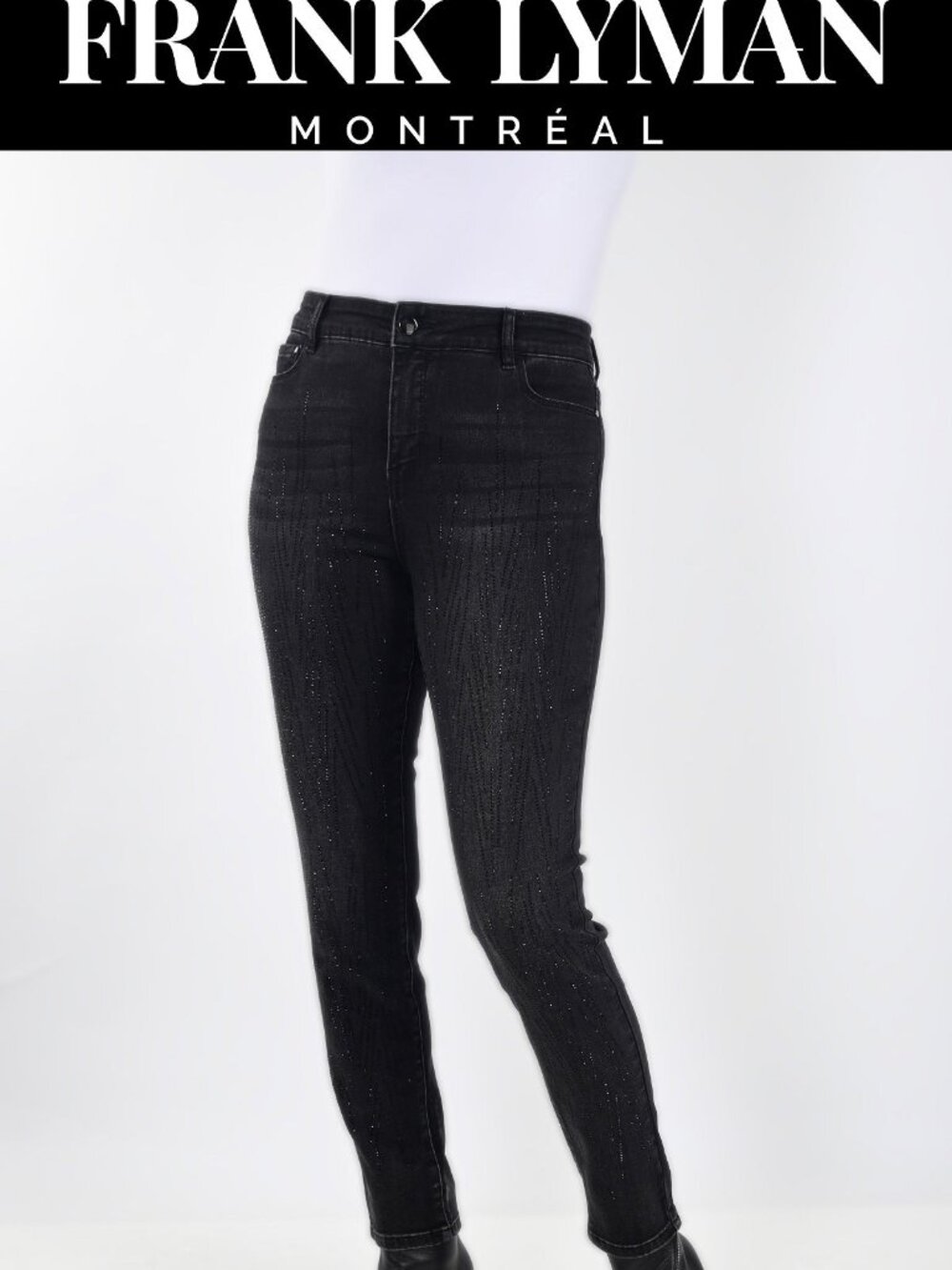 Frank Lyman Montreal Rhinestone Jeans Black Slim Fit Stretch Denim Sz S